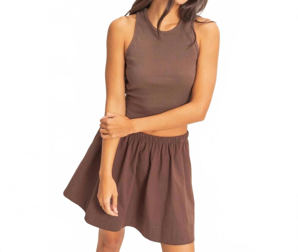 NEW DOUBLE ZERO sleeveless ribbed top and skirt set in chocolate